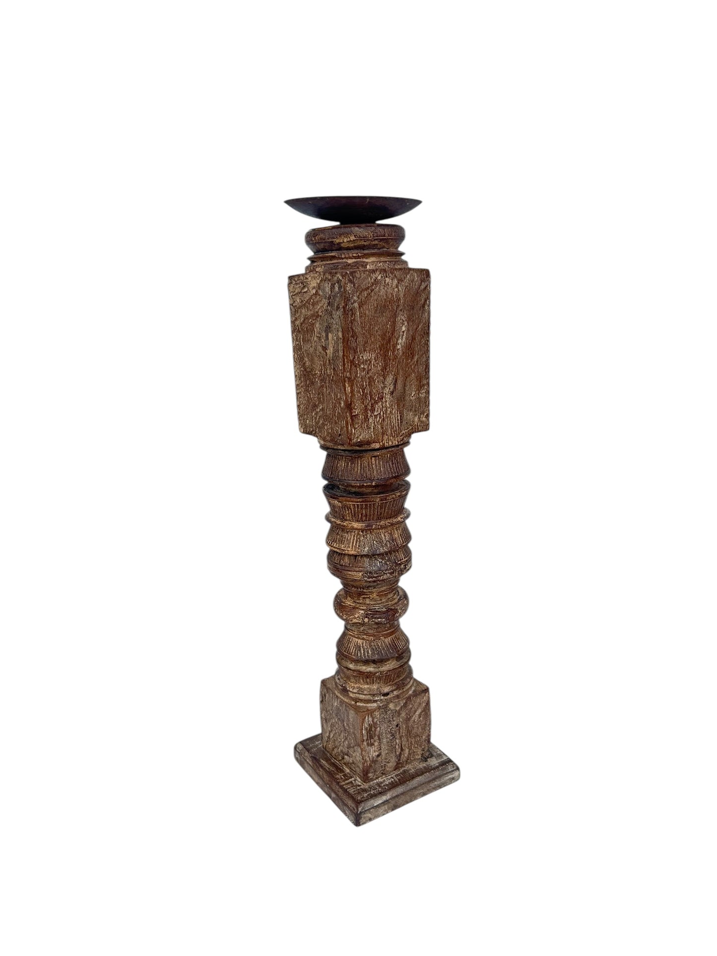 Ancient wooden candle holder charpai leg candle holder bedpost candle holder