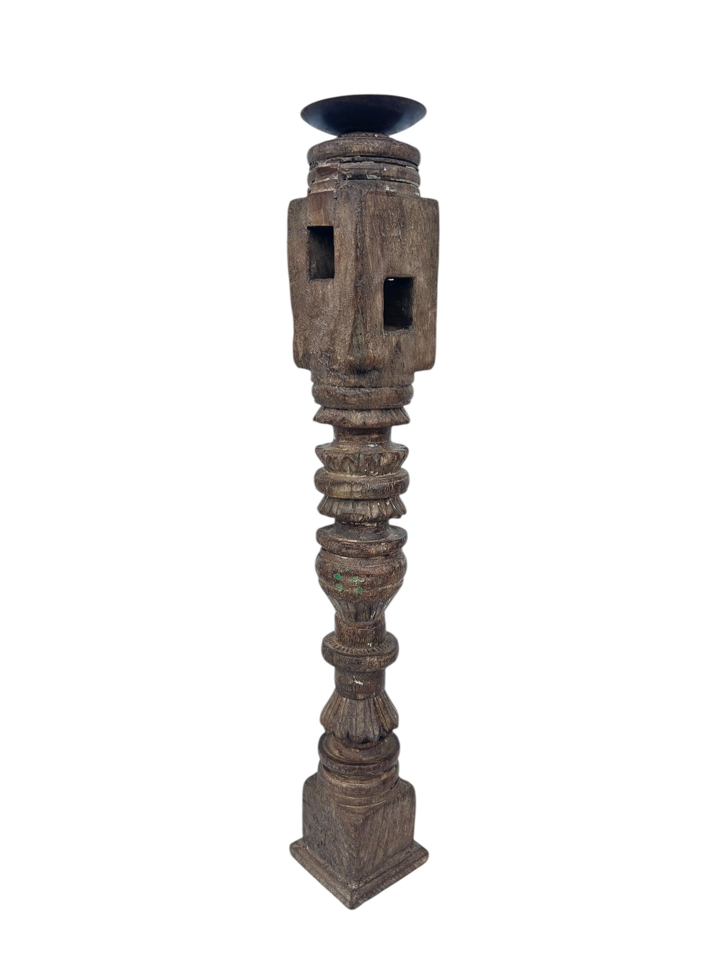 Antique wooden charpai leg candle holder hand carved fine wooden candle holder