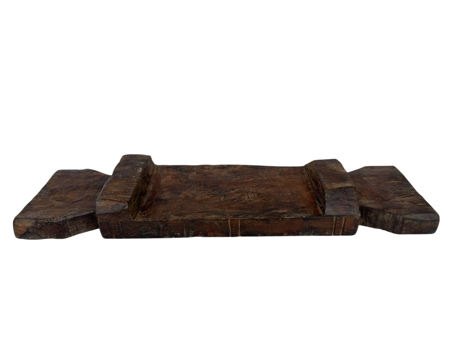 Antique South India Pallankuzhi Game Board Old Hand Carved Wooden Game Board