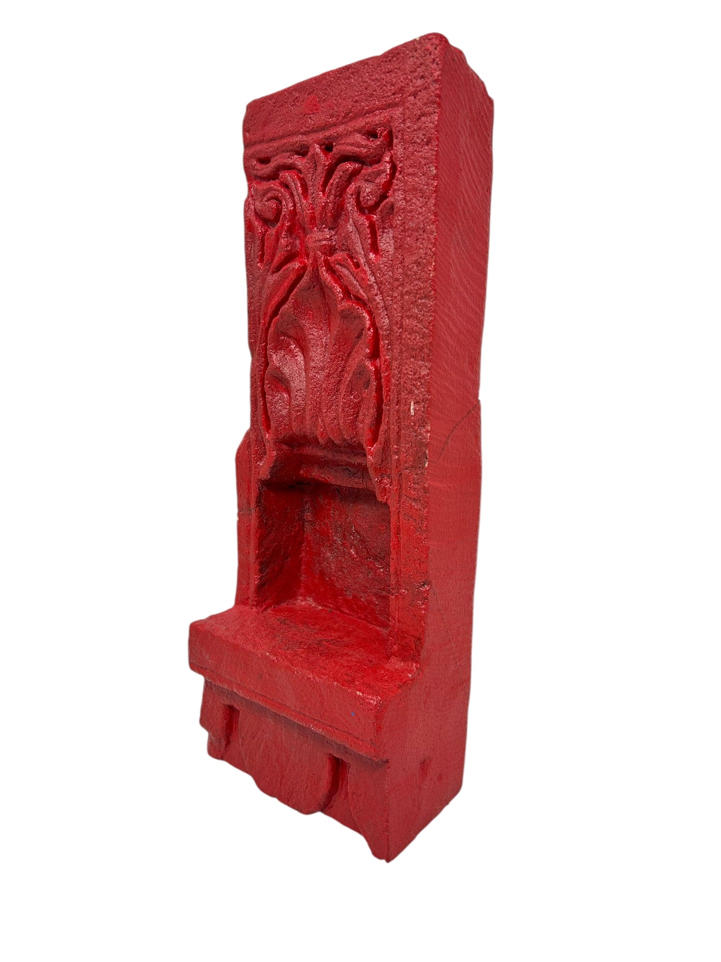 Antique stone aala old hand painted red stone aala candle holder