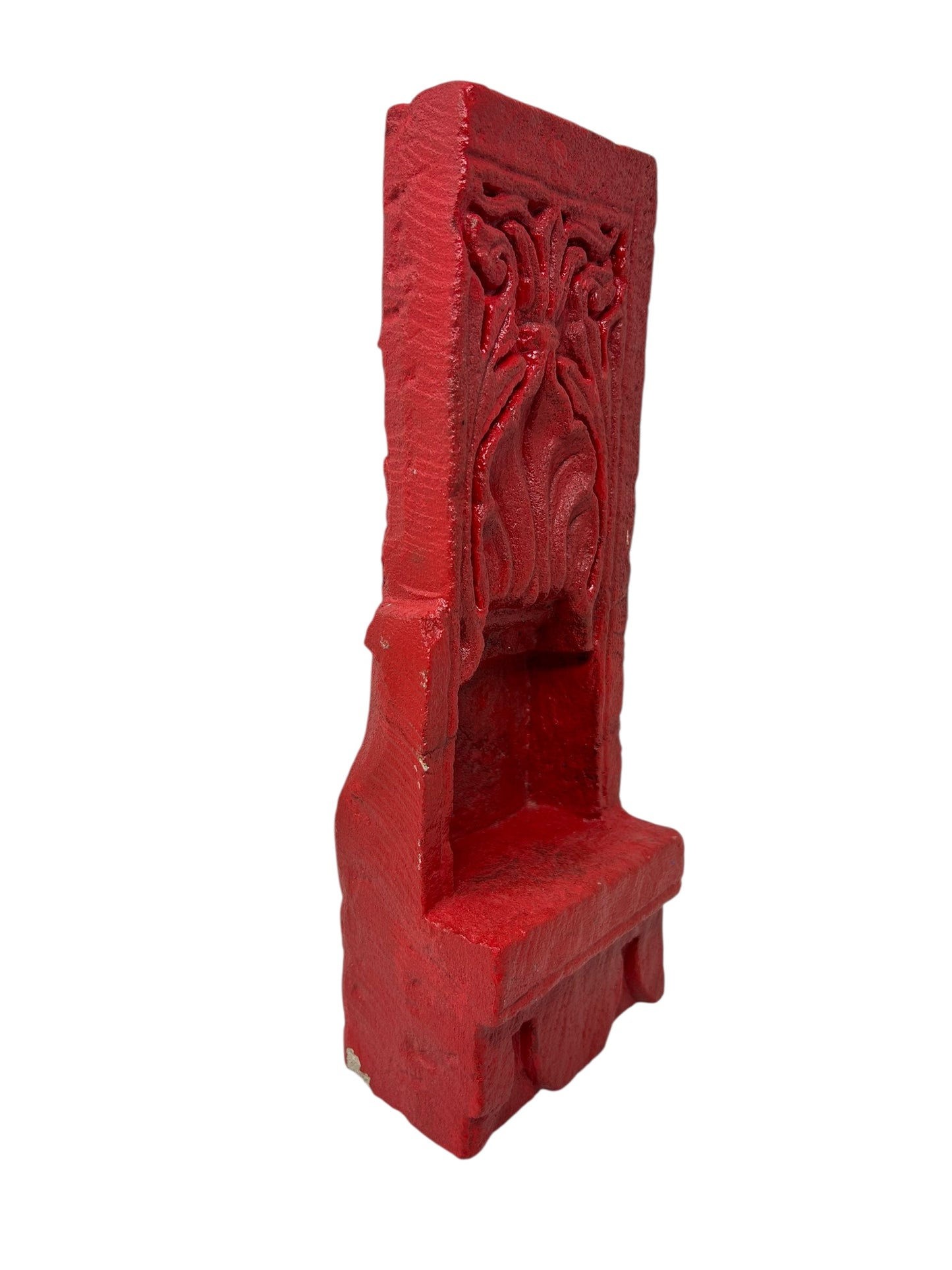 Antique stone aala old hand painted red stone aala candle holder