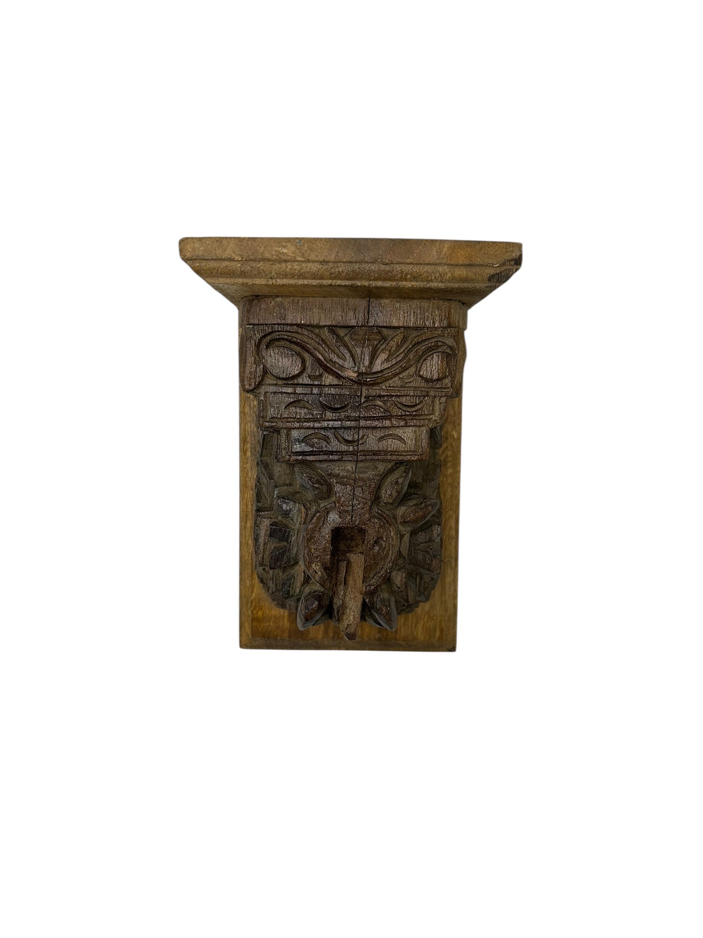 Ancient Wooden Fine Hand Carved Bracket Wall Decor Shelf Old Wood Statue Holder