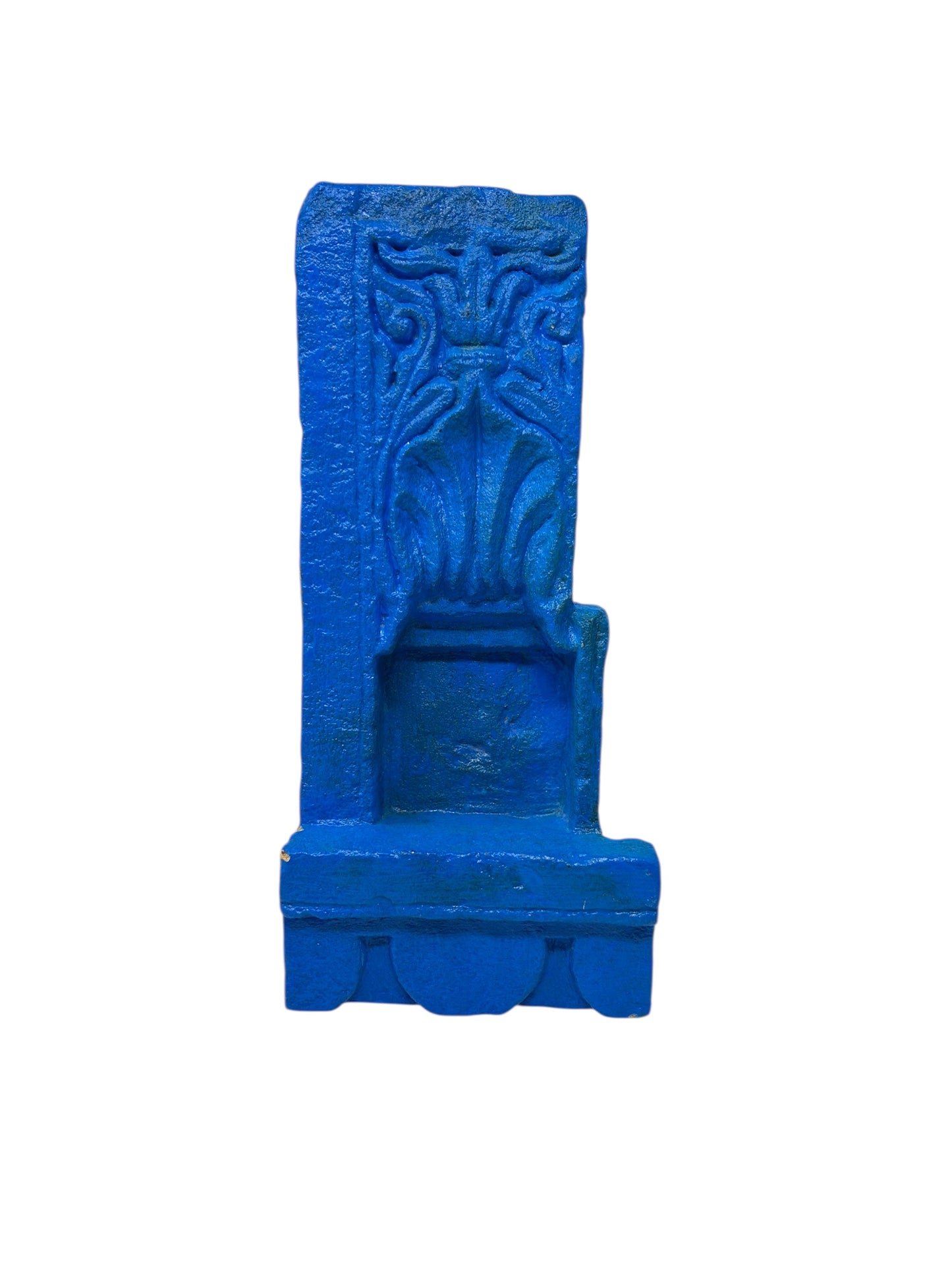 Antique hand carved stone aala old stone candle holder hand painted blue candle holder
