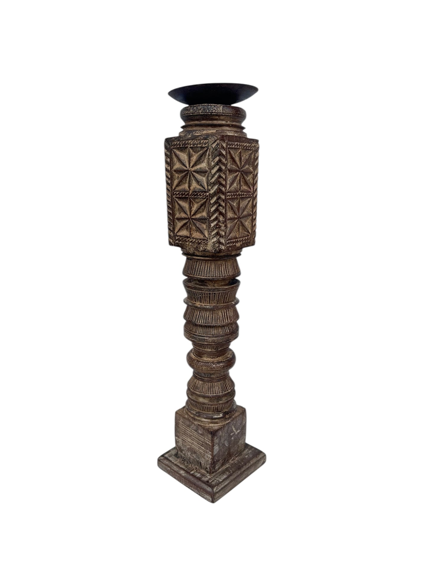 Ancient wooden candle holder charpai leg candle holder bedpost candle holder