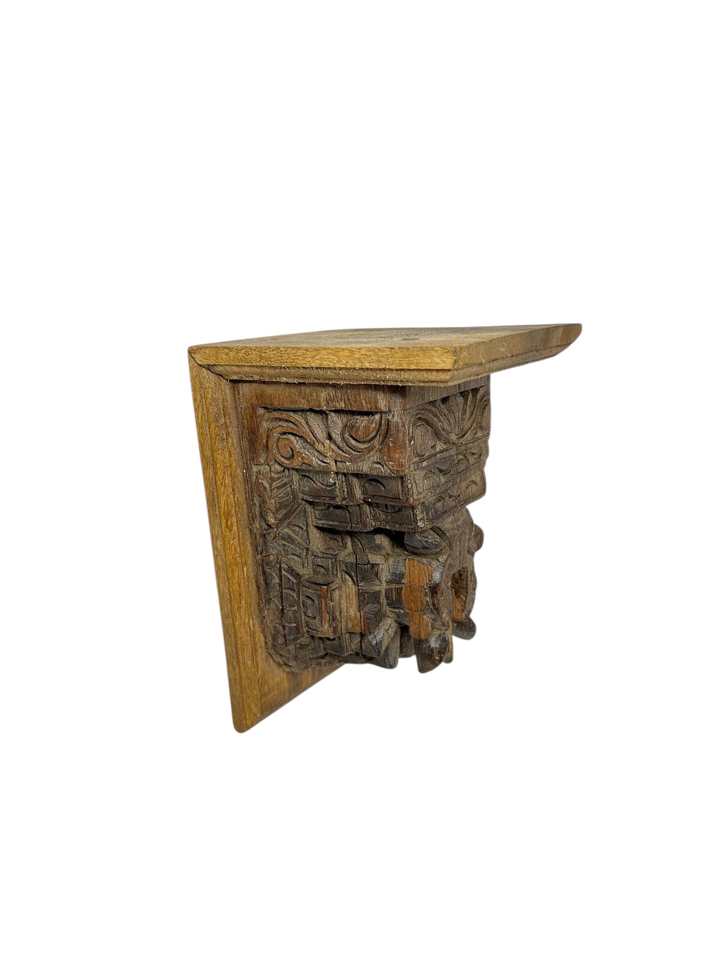 Ancient Wooden Fine Hand Carved Bracket Wall Decor Shelf Old Wood Statue Holder